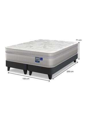 Imagen 2 del producto Cama Europea Paradise 2 Plazas Box Base Dividida + Respaldo Design Gris + 2 Veladores Rover