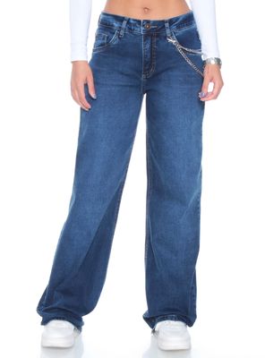 Imagen 1 del producto Jeans Recto Skater Tiro Alto Aplicación Cadena