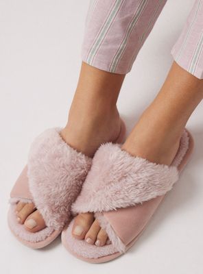 Pantuflas Abiertas Pelito Rosa