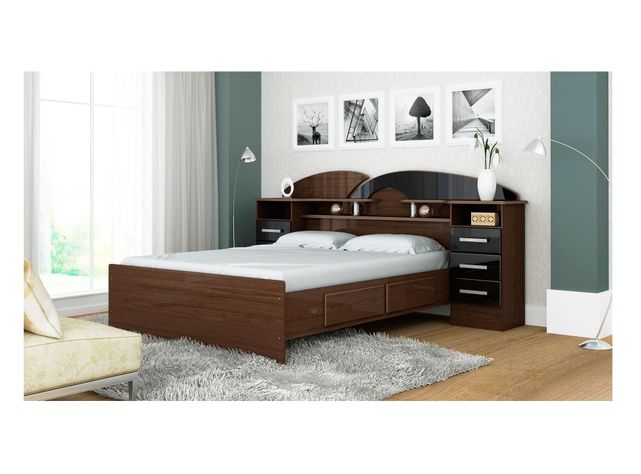 Base de cama 2 plazas con cajones Premium nogal/negro Decocasa-1