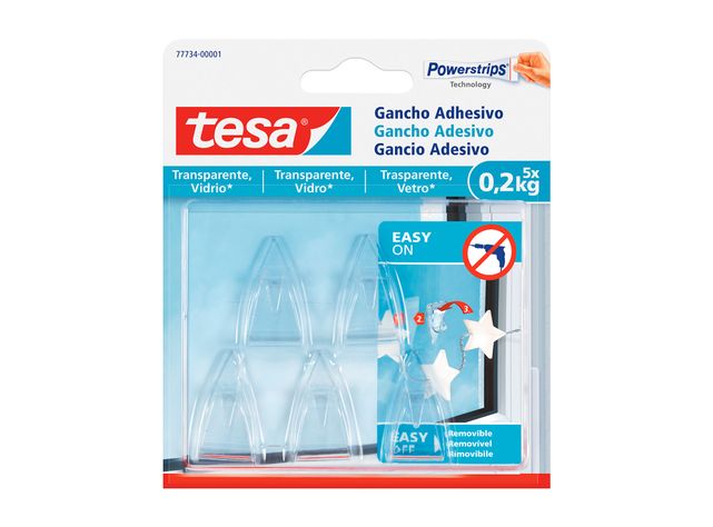 Clavo removible superficies transparentes 0,2 kg 5 unidades Tesa-0