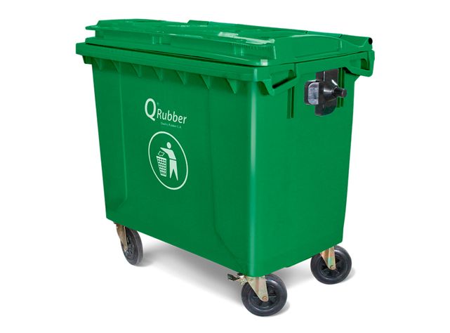 Contenedor basura 660 litros verde QRubber-0