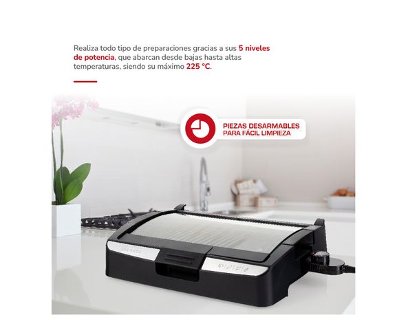 Parrilla eléctrica TH-224 negro 1500W-2