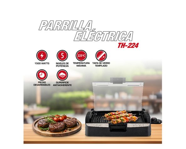 Parrilla eléctrica TH-224 negro 1500W-1