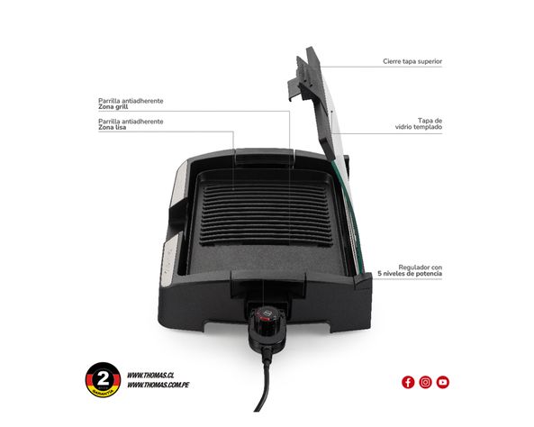 Parrilla eléctrica TH-224 negro 1500W-5