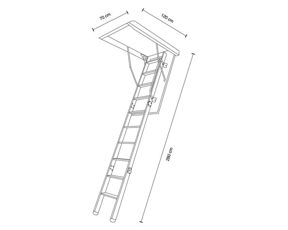 Escalera entretecho Aluminio Deluxe 70x120cm x 2.8 m Baldara-1