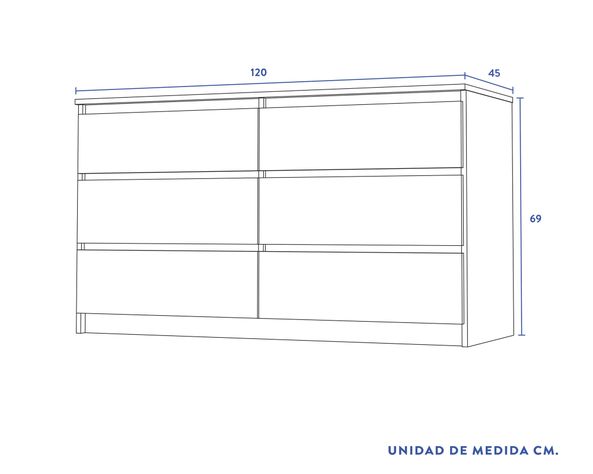 Cómoda nordica 6 cajones blanco Cic-3