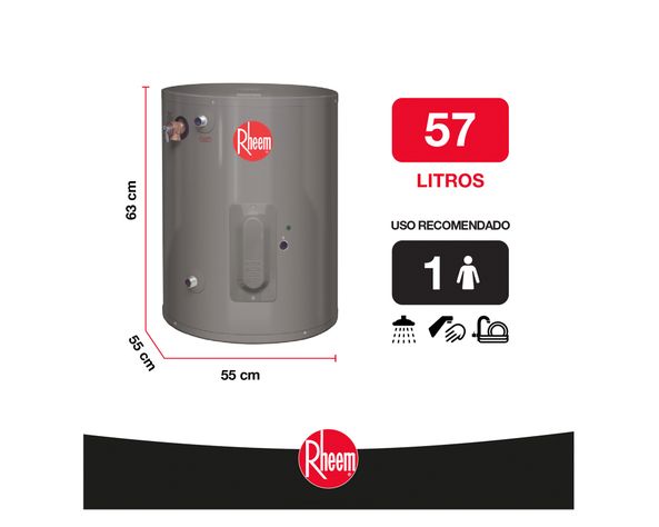 Termo eléctrico 57 litros gris Rheem-3