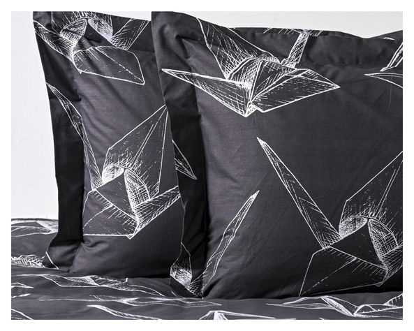 Funda de plumón Súper King negro Origami-2