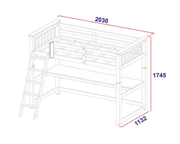 Cama funcional + escritorio azul petróleo Boston 1.5 plazas-3