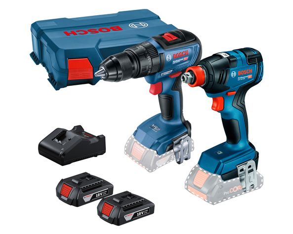 Combo taladro percutor 13 mm + atornillador de impacto + 2 baterías 18V 2.0 A + maleta-0