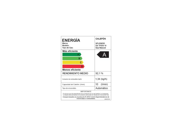 Calefont tiro forzado 10 litros gas natural Master Splendid-8