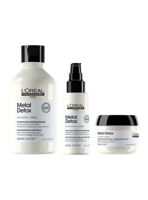 Set Profesional Anti-Quiebre Shampoo 300ml + Pre Shampoo 45ml + Máscara 75ml Metal Detox -0