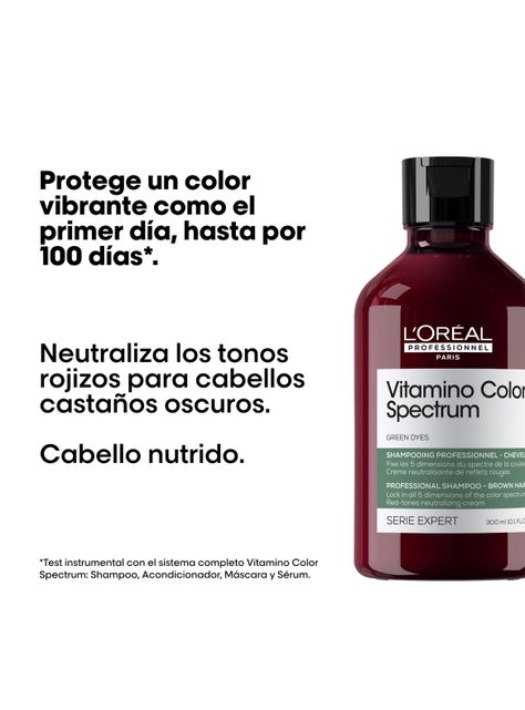 Shampoo Cuidado del Color  Matizador Verde Vitamino Color Spectrum 300ml -2