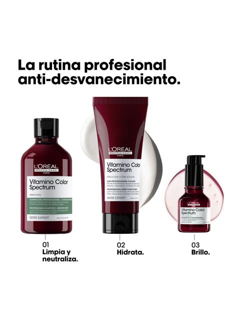 Shampoo Cuidado del Color  Matizador Verde Vitamino Color Spectrum 300ml -3