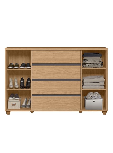 Cómoda Evidenza 2 Puertas 4 Cajones Gris-2