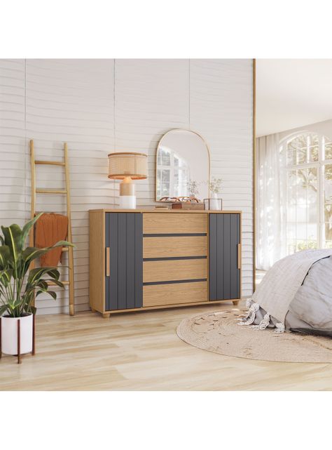 Cómoda Evidenza 2 Puertas 4 Cajones Gris-4