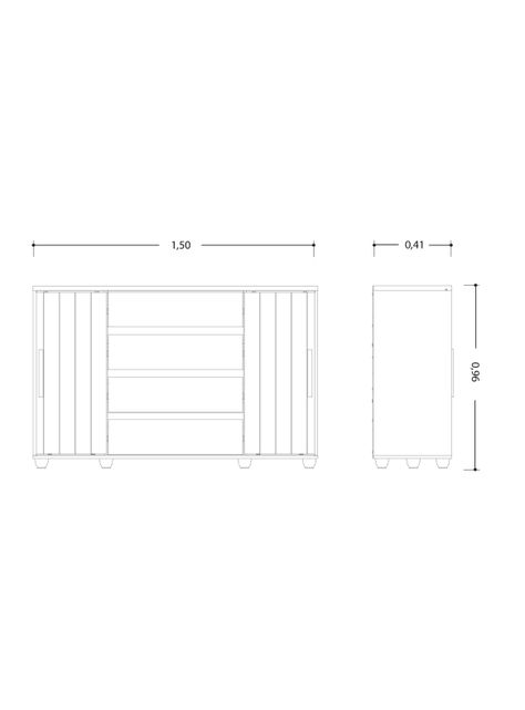 Cómoda Evidenza 2 Puertas 4 Cajones Gris-1