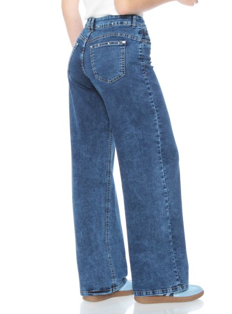 Jeans Recto Tiro Alto Pretina y Aplicación Tachas-1