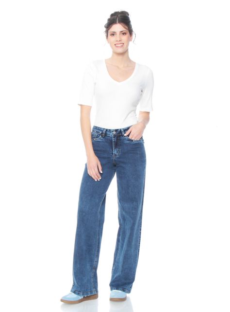 Jeans Recto Tiro Alto Pretina y Aplicación Tachas-3