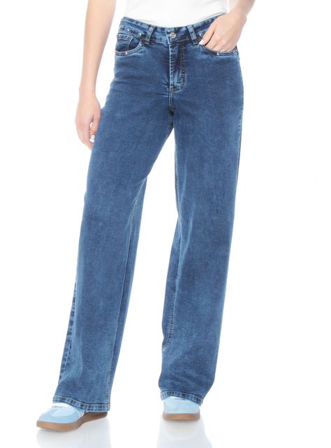 Jeans Recto Tiro Alto Pretina y Aplicación Tachas-0