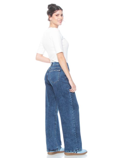 Jeans Recto Tiro Alto Pretina y Aplicación Tachas-4