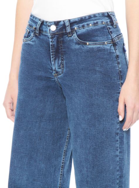 Jeans Recto Tiro Alto Pretina y Aplicación Tachas-2
