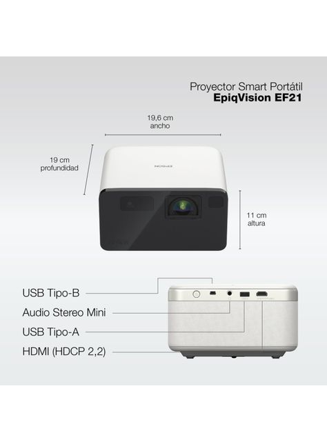 Proyector Láser Portátil EpiqVision EF21 Blanco-3