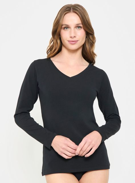 Camiseta Algodón Premium Escote en V-0