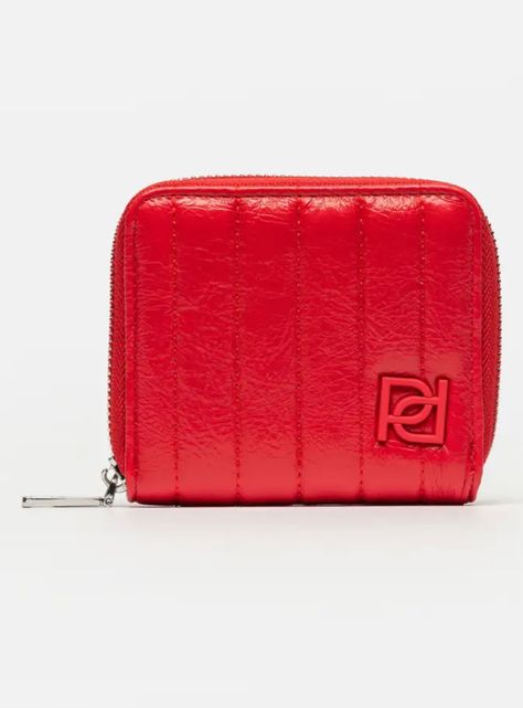 Billetera con Cierre Efecto Cuero Rojo-0