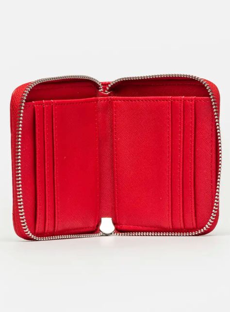Billetera con Cierre Efecto Cuero Rojo-1