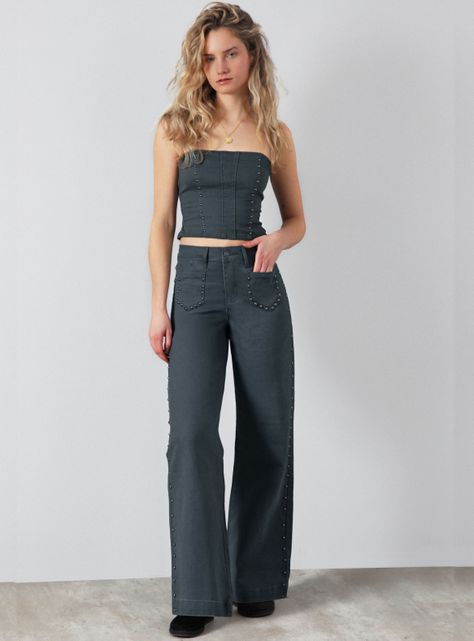 Jeans Pants Tachas Bolsillos-3