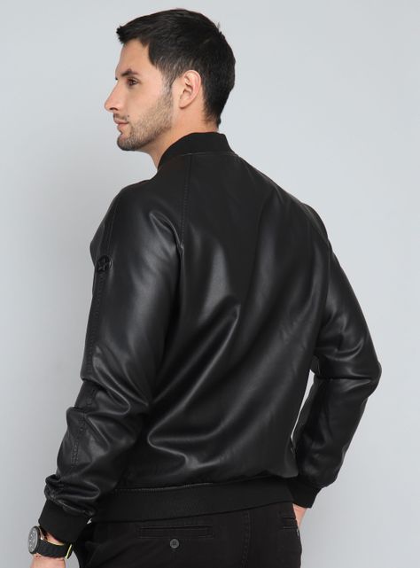 Chaqueta Cuero Ecológico Bomber-1
