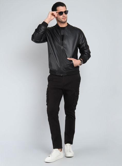 Chaqueta Cuero Ecológico Bomber-4
