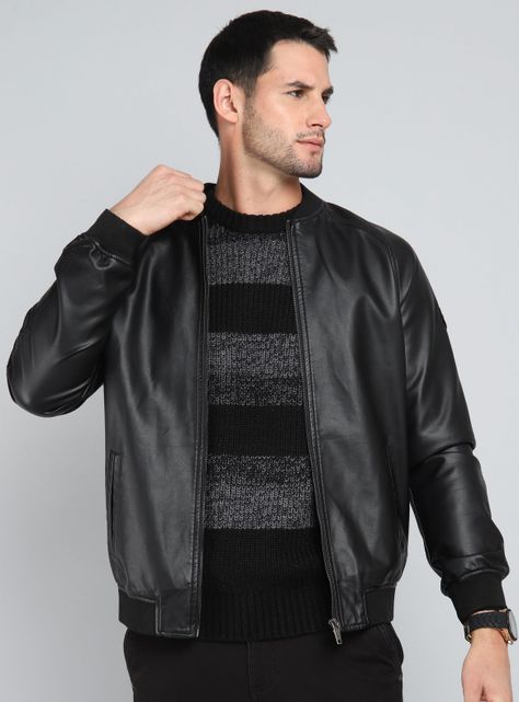 Chaqueta Cuero Ecológico Bomber-0
