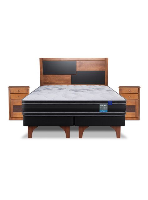 Cama Europea Seven Plus 2 Plazas Box Base Dividida + Set Muebles Colonia-2