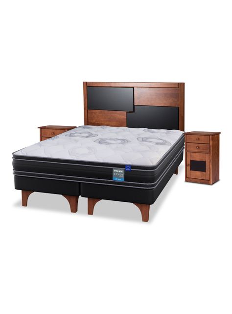 Cama Europea Seven Plus 2 Plazas Box Base Dividida + Set Muebles Colonia-0
