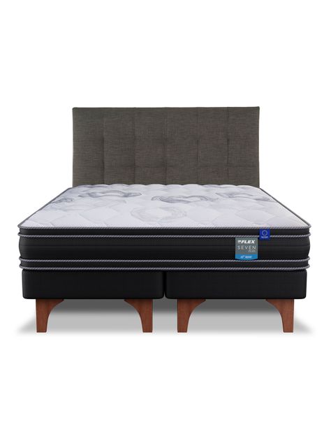 Cama Europea Seven Plus King + Respaldo Design Grafito-2