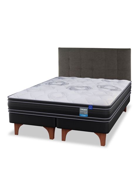 Cama Europea Seven Plus King + Respaldo Design Grafito-0