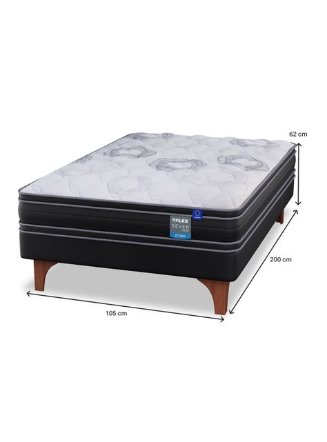 Cama Europea Seven Plus 1.5 Plazas Box + Respaldo Royal Negro-1