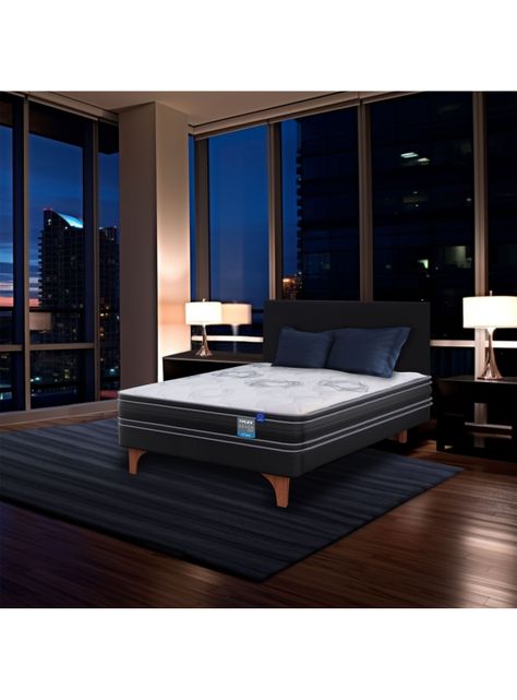 Cama Europea Seven Plus 1.5 Plazas Box + Almohada Royal-5