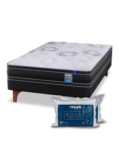 Cama Europea Seven Plus 1.5 Plazas Box + Almohada Royal-0