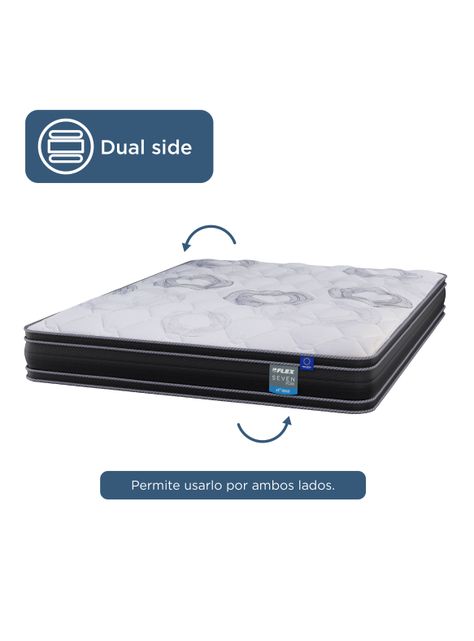 Cama Europea Seven Plus 2 Plazas Box Base Dividida + Almohadas Royal-3