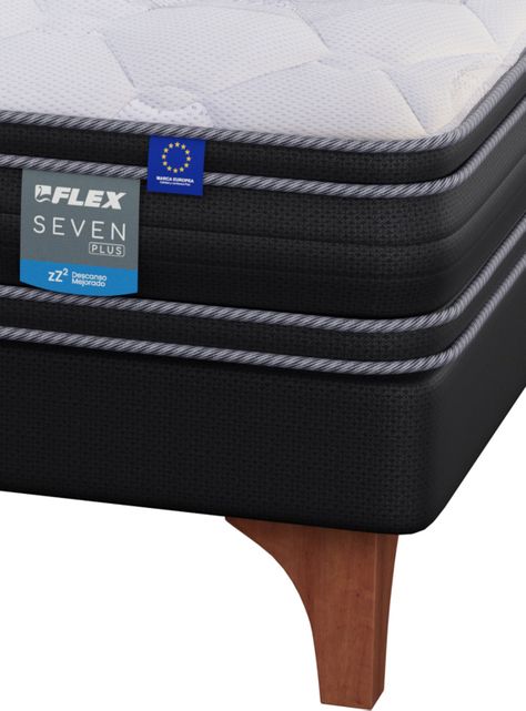 Cama Europea Seven Plus 2 Plazas Box Base Dividida + Almohadas Royal-4