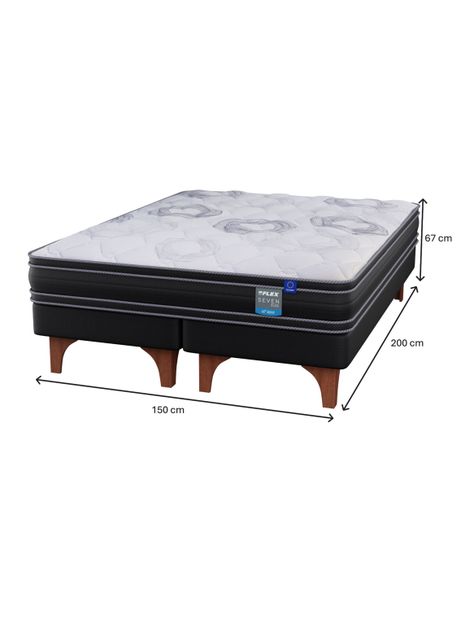 Cama Europea Seven Plus 2 Plazas Box Base Dividida + Almohadas Royal-1