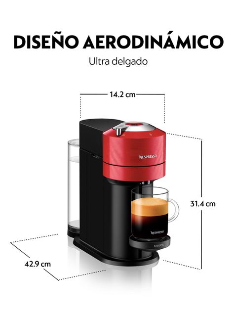Cafetera Vertuo Next Roja + Espumador de Leche Aeroccino 3-1