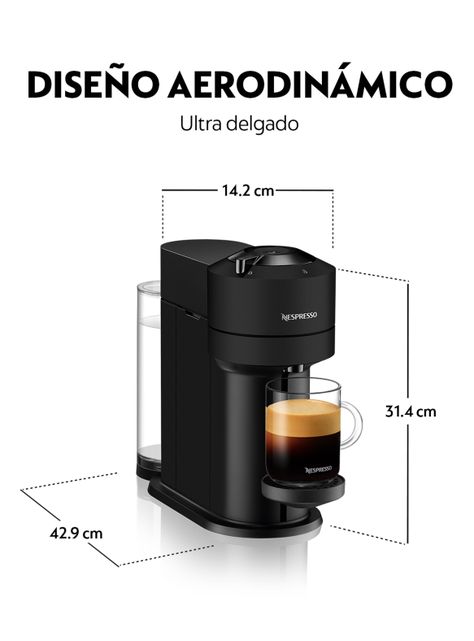 Cafetera de Cápsulas Vertuo Next Negra + Espumador de Leche Aeroccino 3-1