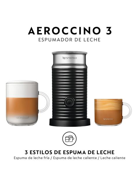 Cafetera de Cápsulas Vertuo Next Negra + Espumador de Leche Aeroccino 3-6