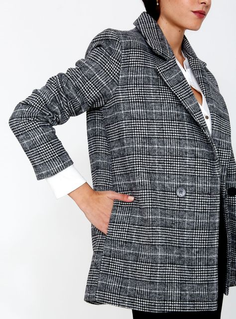 Blazer Cuadros con Botón-1