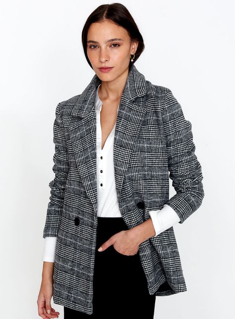 Blazer Cuadros con Botón-0